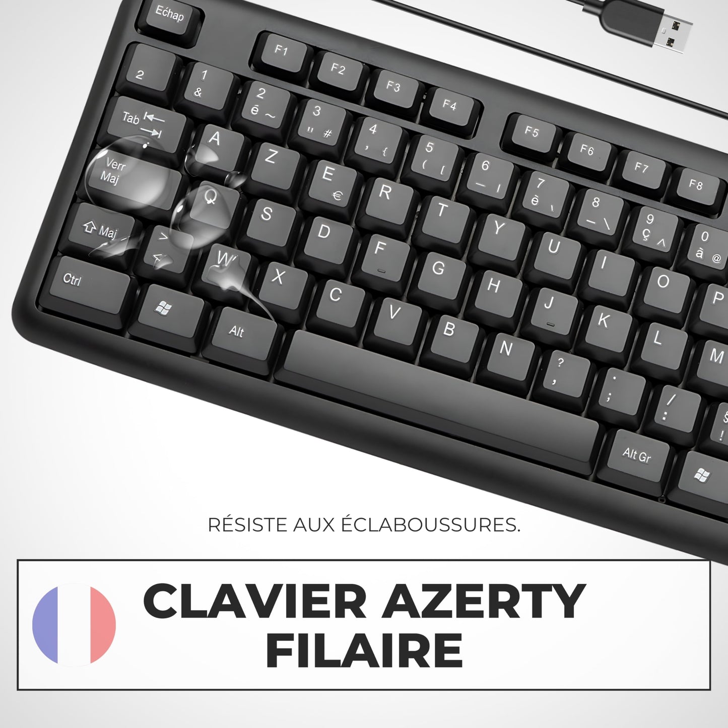 APM Clavier Ergonomique sans-Fil, Récepteur 2.4 GHz, Repose Poignet intégr