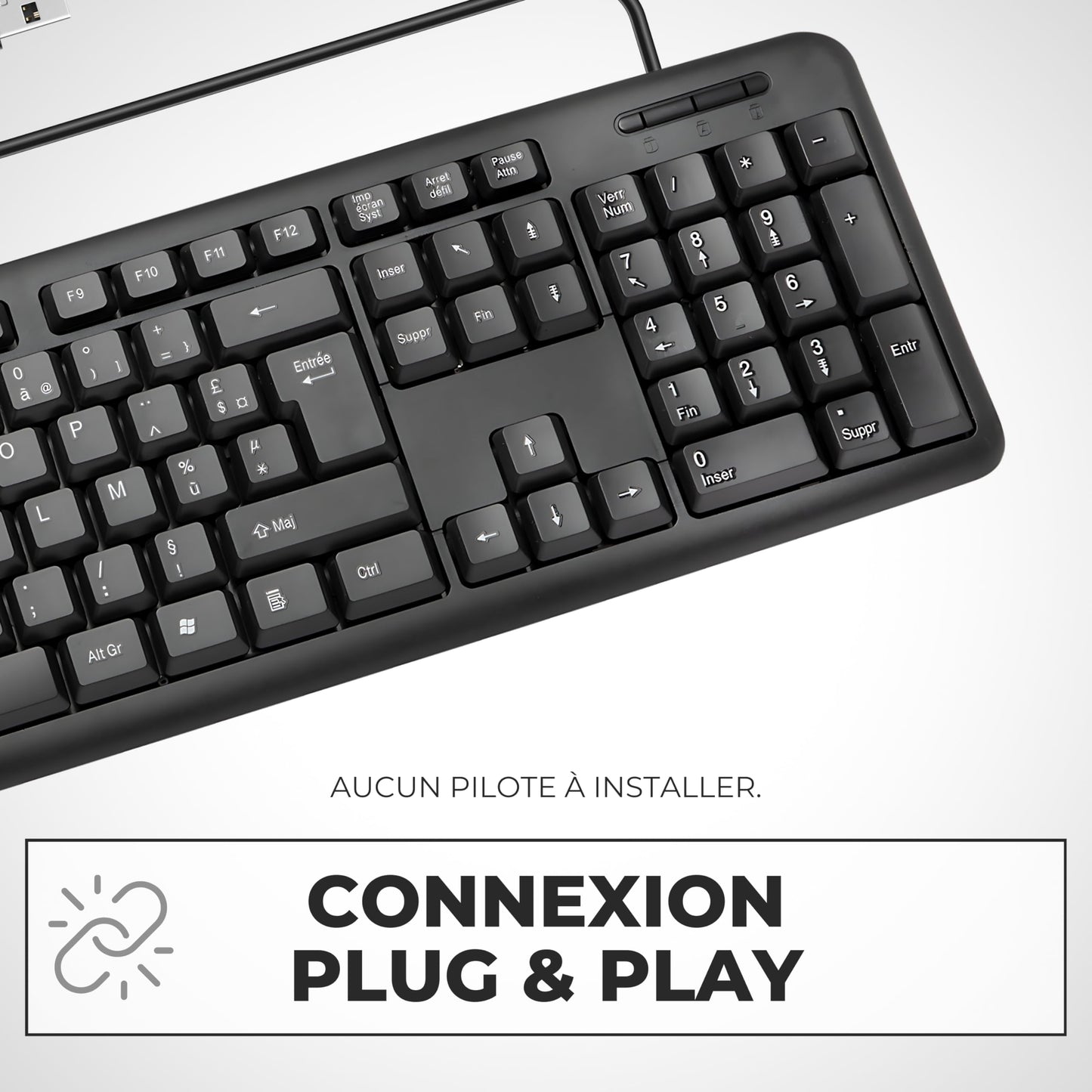 APM Clavier Ergonomique sans-Fil, Récepteur 2.4 GHz, Repose Poignet intégr