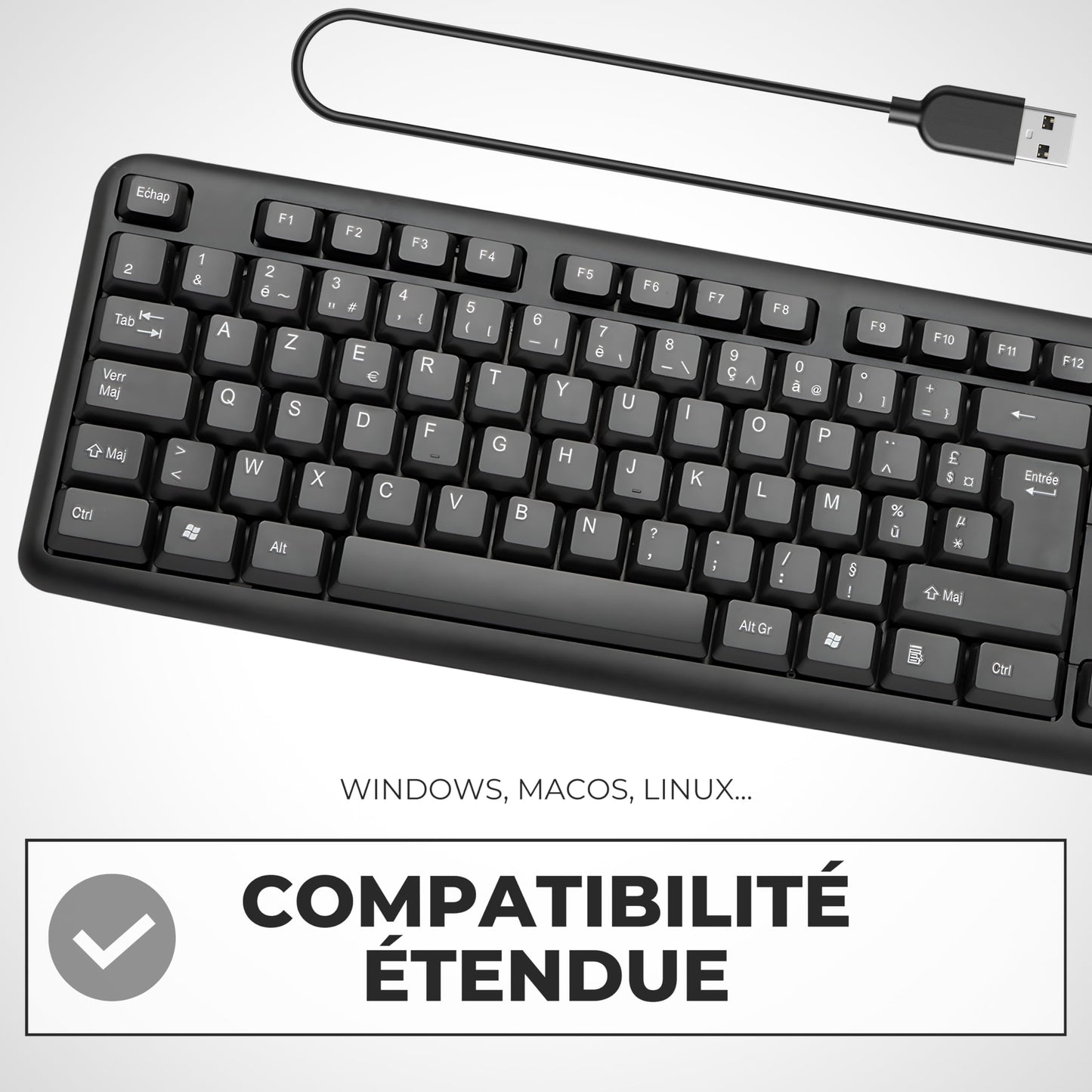 APM Clavier Ergonomique sans-Fil, Récepteur 2.4 GHz, Repose Poignet intégr