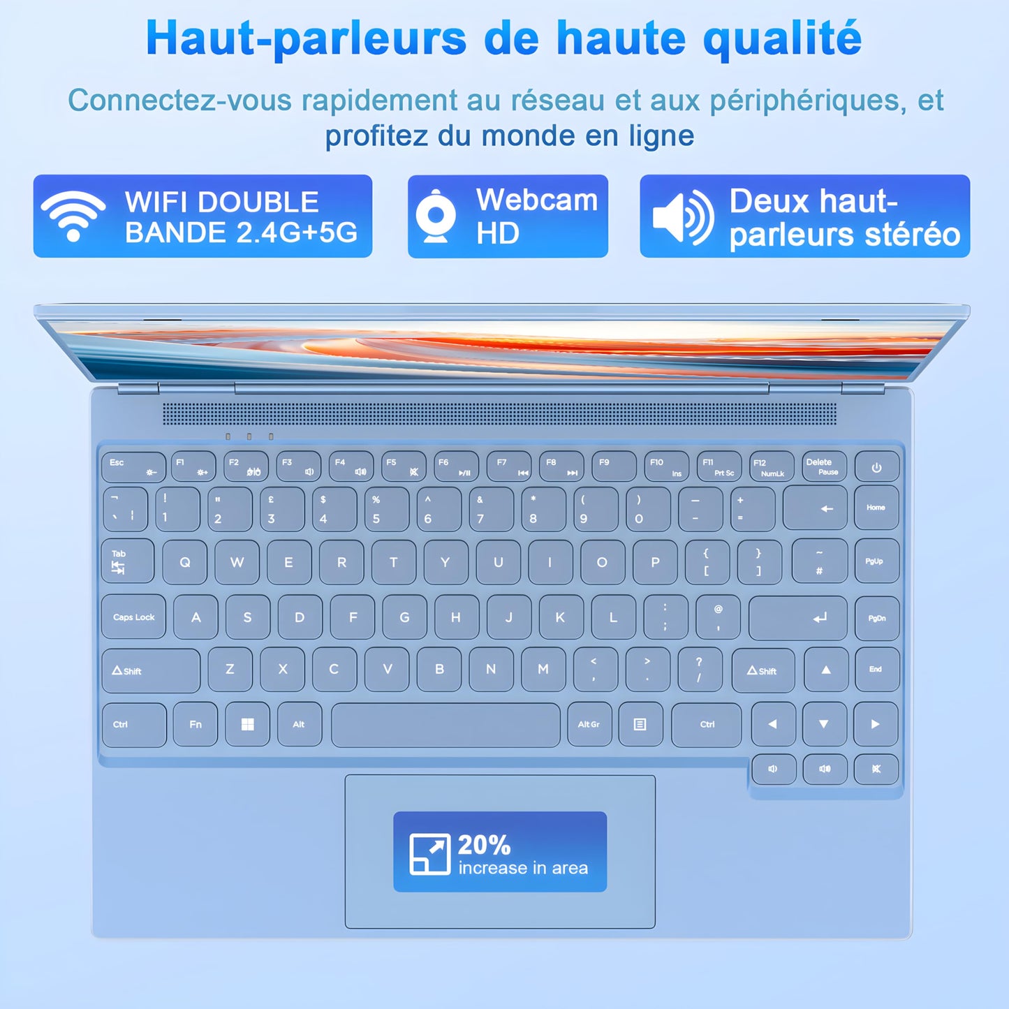 NOTODD Ordinateur Portable,6 Go RAM+256 Go Soutien Extension SSD 1TB Celeron N4020 Win11 PC Portable 14 Pouces 2.4+5G WiFi Mini HDMI USB BT4.2 Souris sans Fil & AZERTY Membrane-Argent