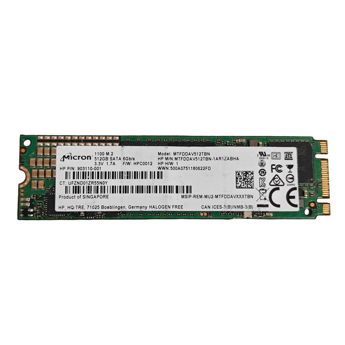 SSD Micron 1100 512 Go M.2 SATA – Disque SSD OEM HP (Reconditionné)