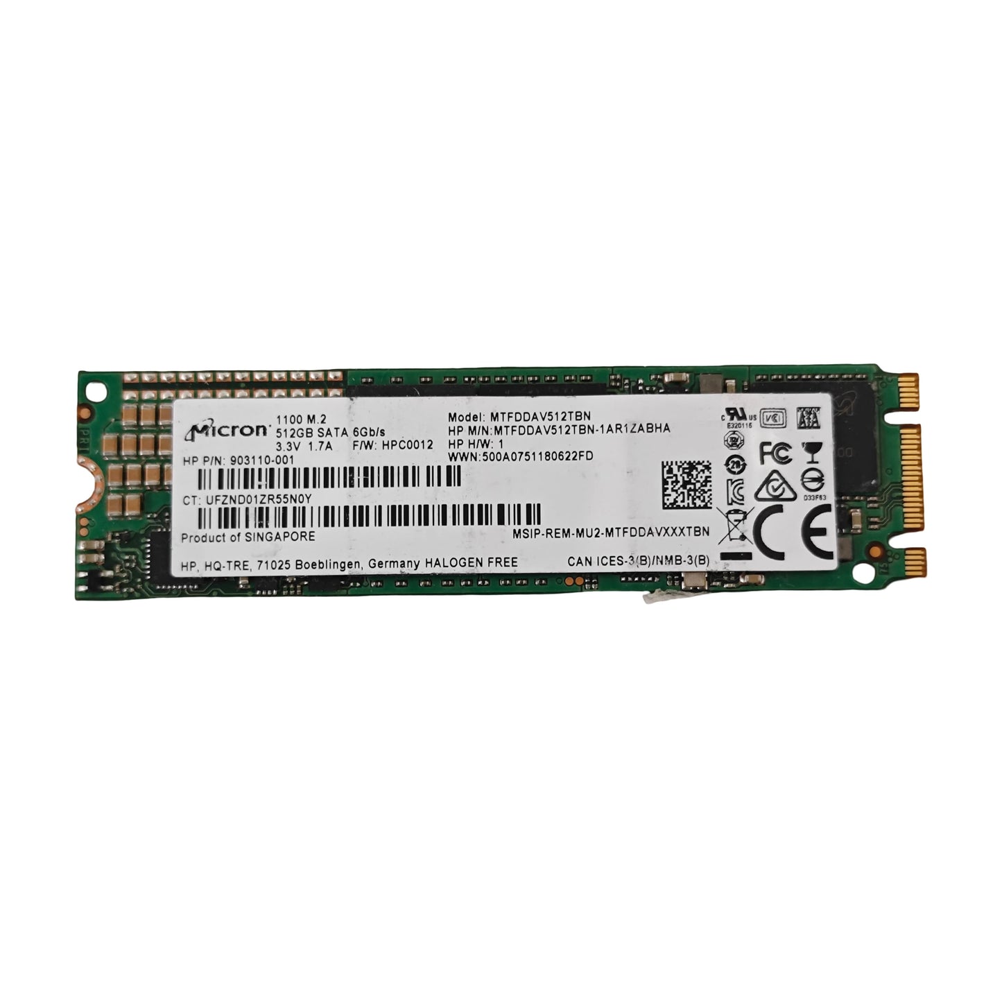 SSD Micron 1100 512 Go M.2 SATA 2280 – HP 903110-001 (Reconditionné)
