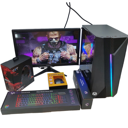 VIBOX I-26 PC Gamer complet avec tour noire RGB, écran 22 pouces et accessoires gaming complets