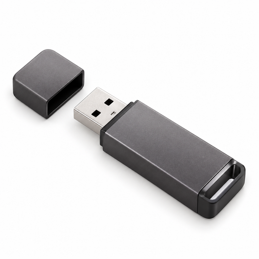 Clé USB en métal gris — 32 Go ou 64 Go