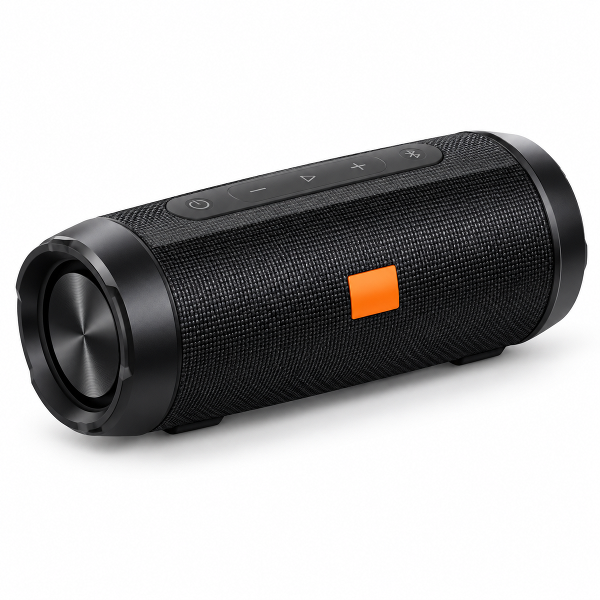 Enceinte Bluetooth portable — noire, motif orange