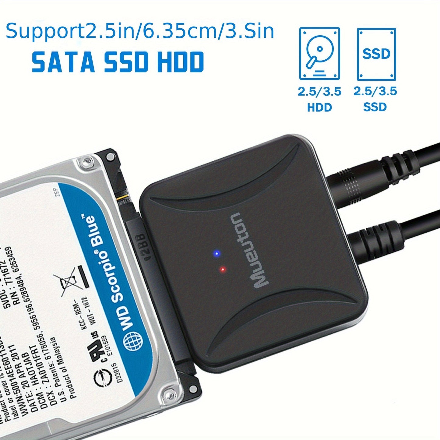 Adaptateur SATA vers USB 3.0 Mueuton – Lecteur HDD/SSD SATA III UASP - Câbles & accessoires PC | DR CLICK Informatique