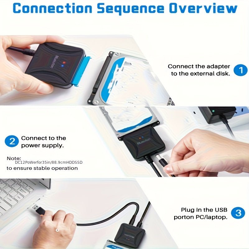 Adaptateur SATA vers USB 3.0 Mueuton – Lecteur HDD/SSD SATA III UASP - Câbles & accessoires PC | DR CLICK Informatique
