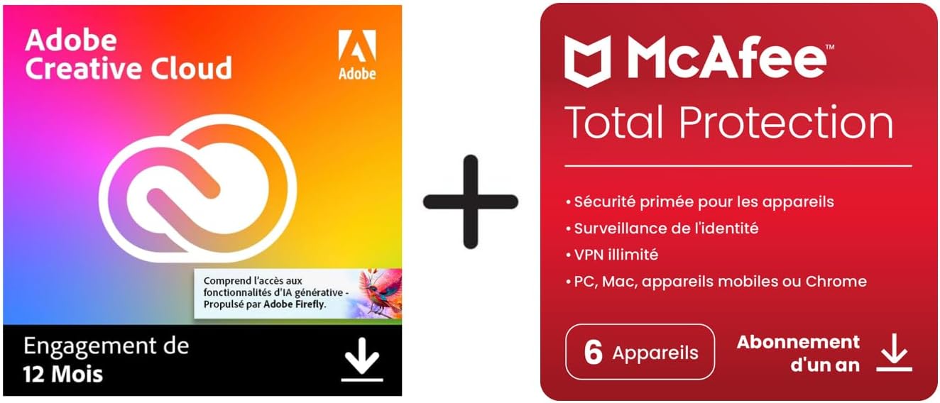 Adobe Creative Cloud All Apps | 1 an | PC/Mac | Téléchargement E - mail en 2H Max - Logiciel Image & Son | DR CLICK Informatique