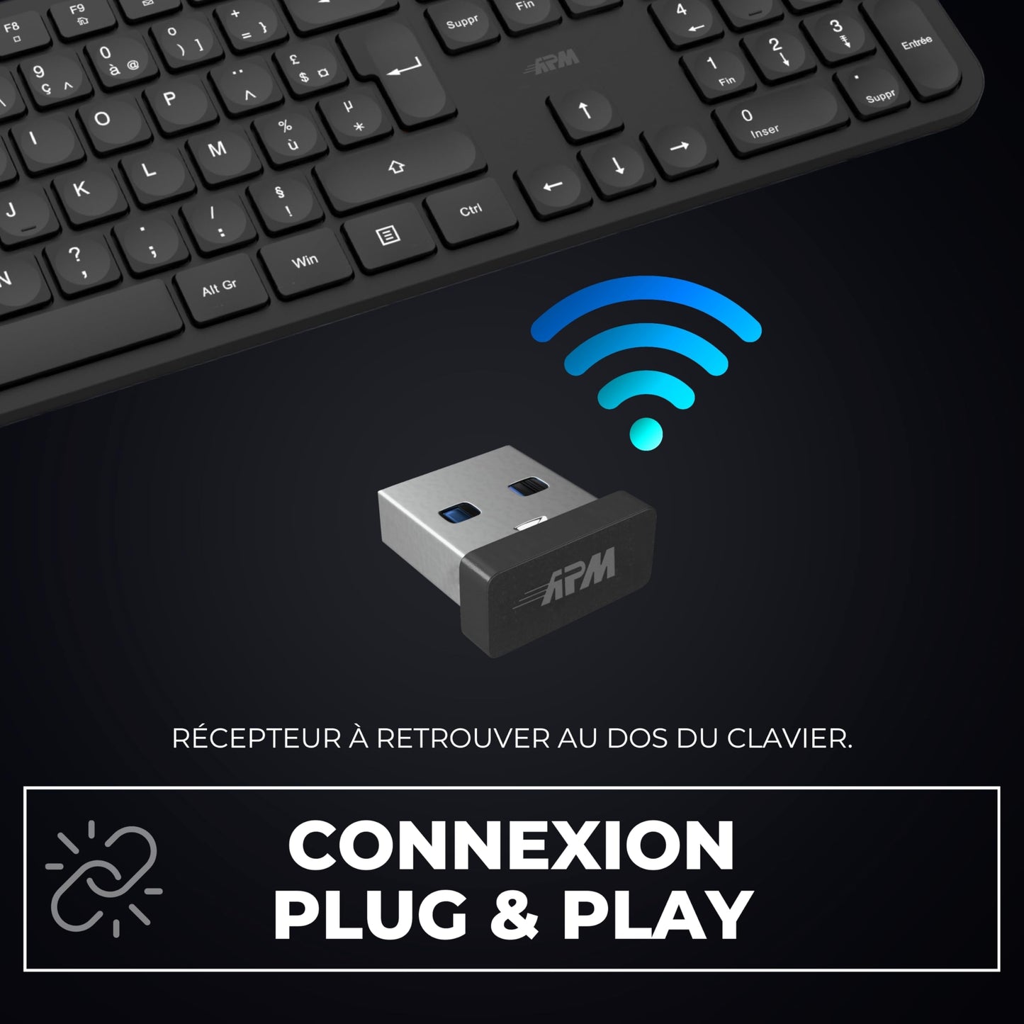 APM Clavier Ergonomique sans - Fil, Récepteur 2.4 GHz, Repose Poignet intégr - Clavier & souris | DR CLICK Informatique