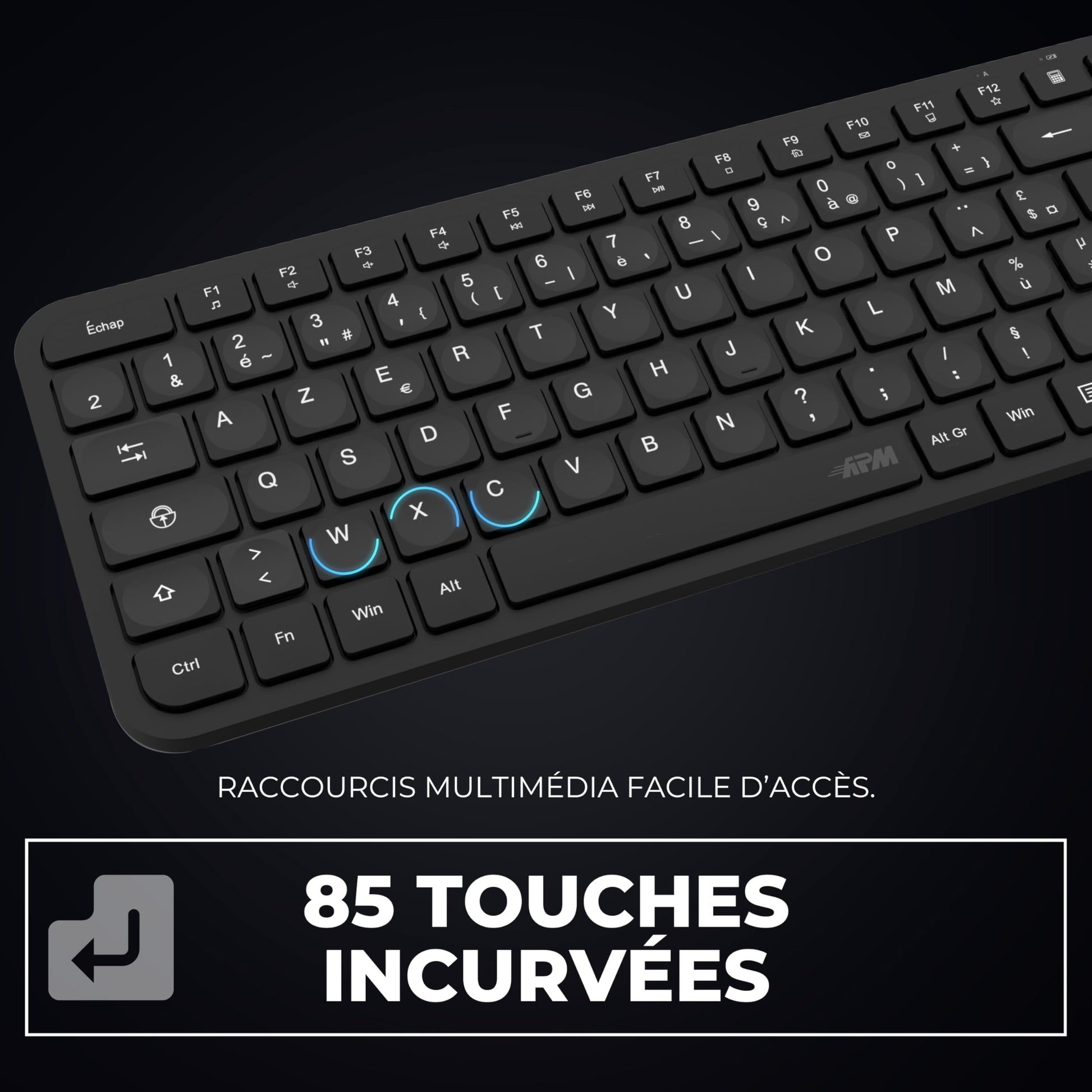 APM Clavier Ergonomique sans - Fil, Récepteur 2.4 GHz, Repose Poignet intégr - Clavier & souris | DR CLICK Informatique