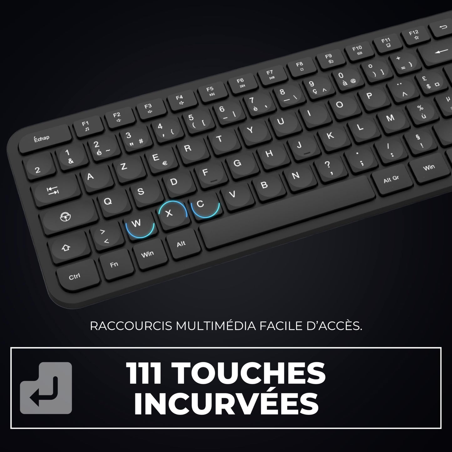 APM Clavier Ergonomique sans - Fil, Récepteur 2.4 GHz, Repose Poignet intégr - Clavier & souris | DR CLICK Informatique
