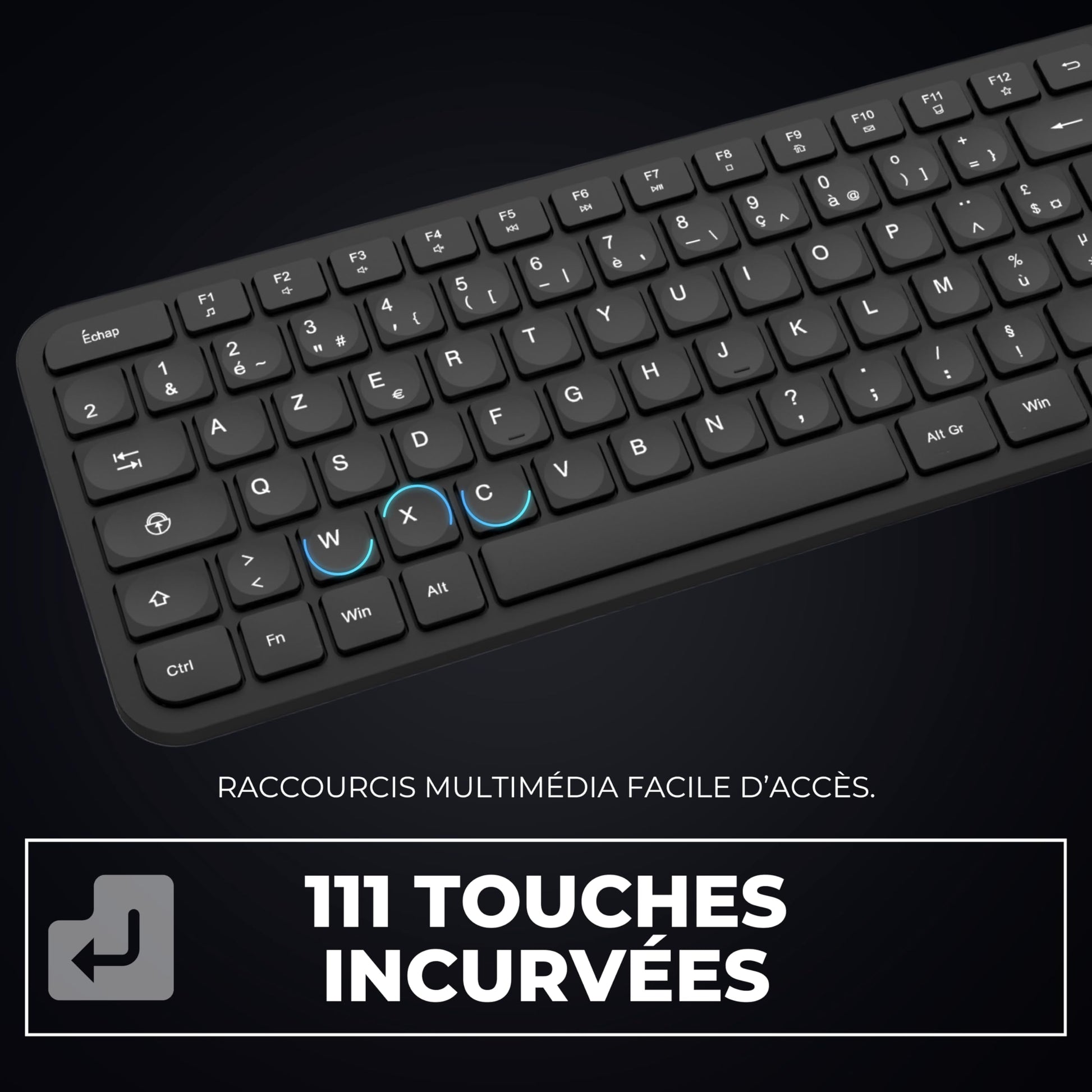 APM Clavier Ergonomique sans - Fil, Récepteur 2.4 GHz, Repose Poignet intégr - Clavier & souris | DR CLICK Informatique