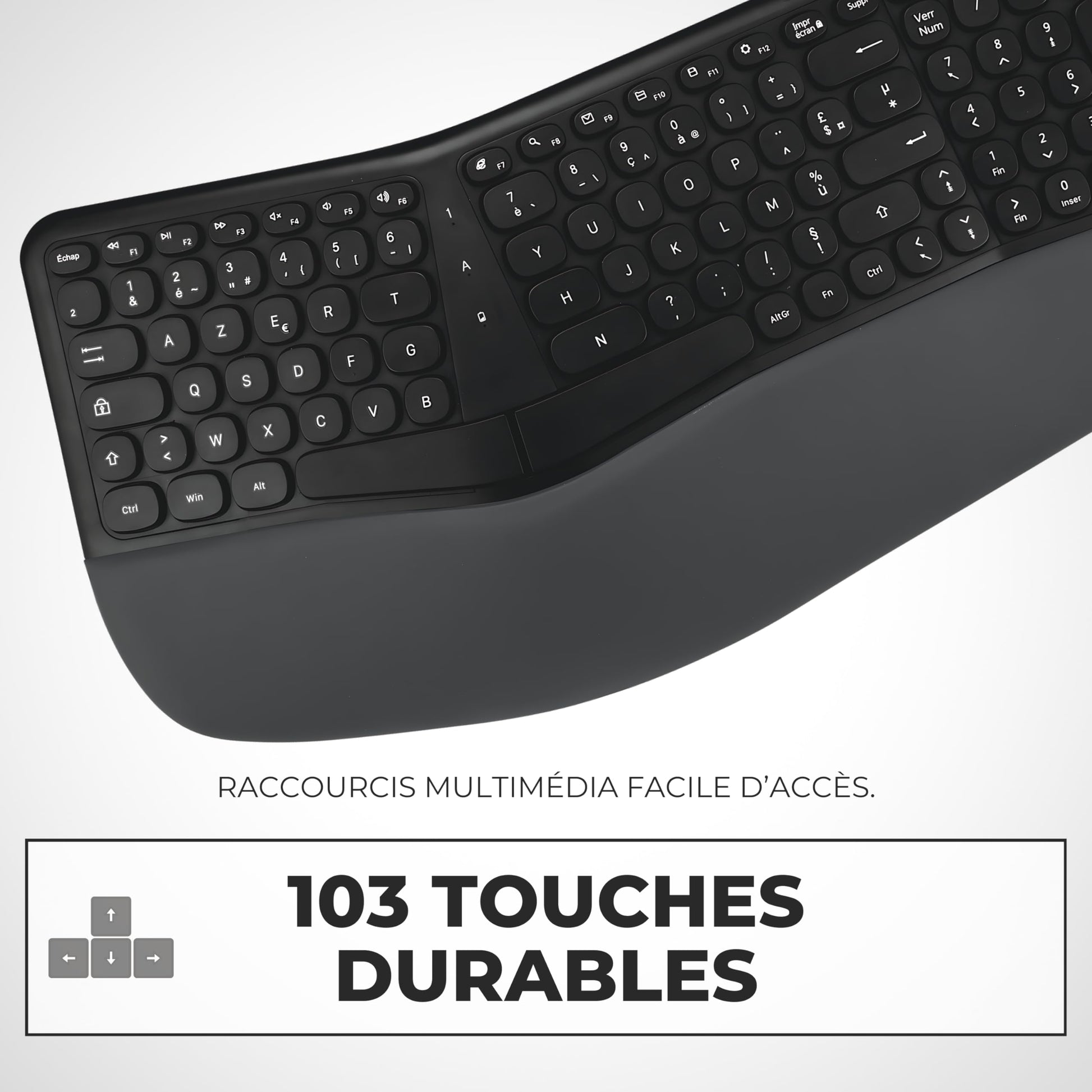 APM Clavier Ergonomique sans - Fil, Récepteur 2.4 GHz, Repose Poignet intégr - Clavier & souris | DR CLICK Informatique