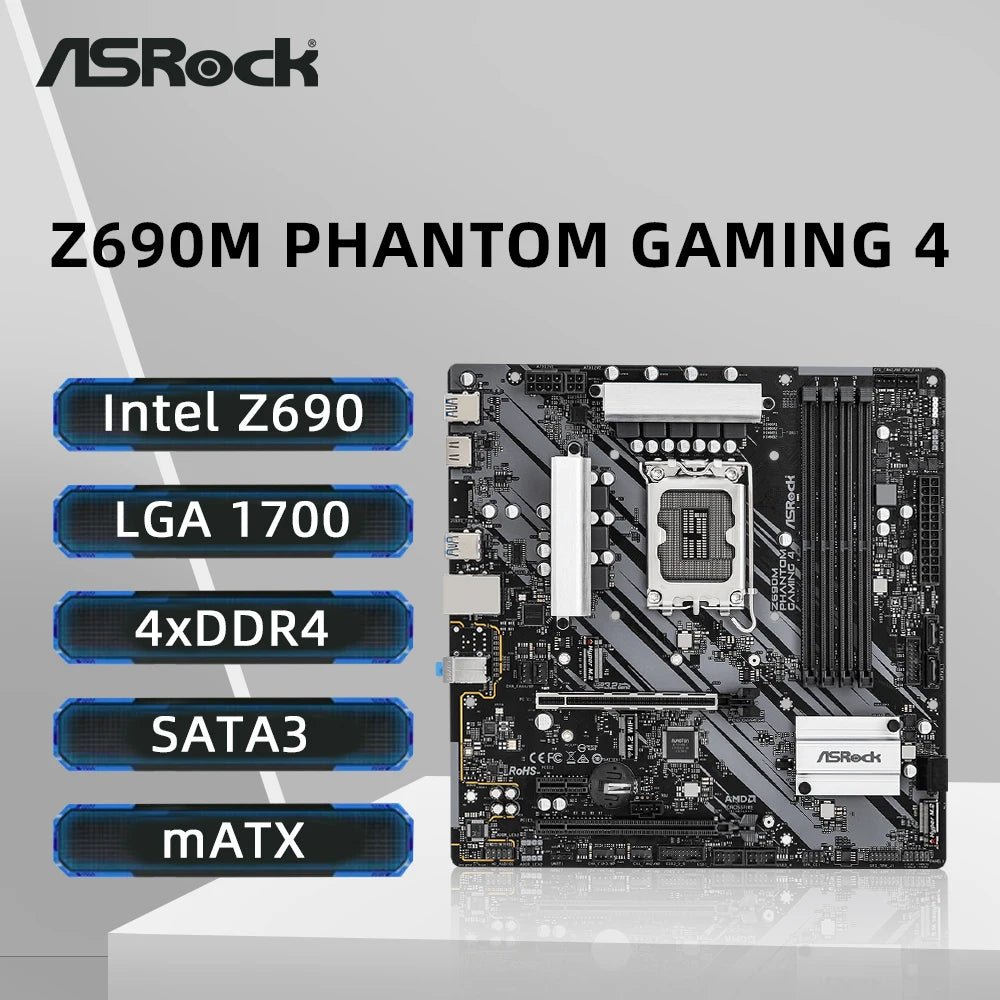 ASRock Z690 PHANTOM GAMING 4 carte mère LGA 1700 4xDDR4 USB3.2Gen2 M.2 PCIe 5.0 ATX - carte mère | DR CLICK Informatique
