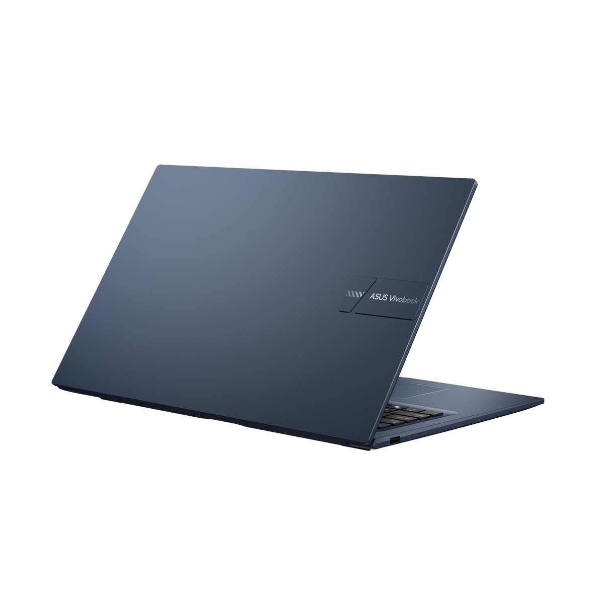 ASUS VivoBook X1704V bleu foncé — vue arrière en trois quarts, visuel constructeur