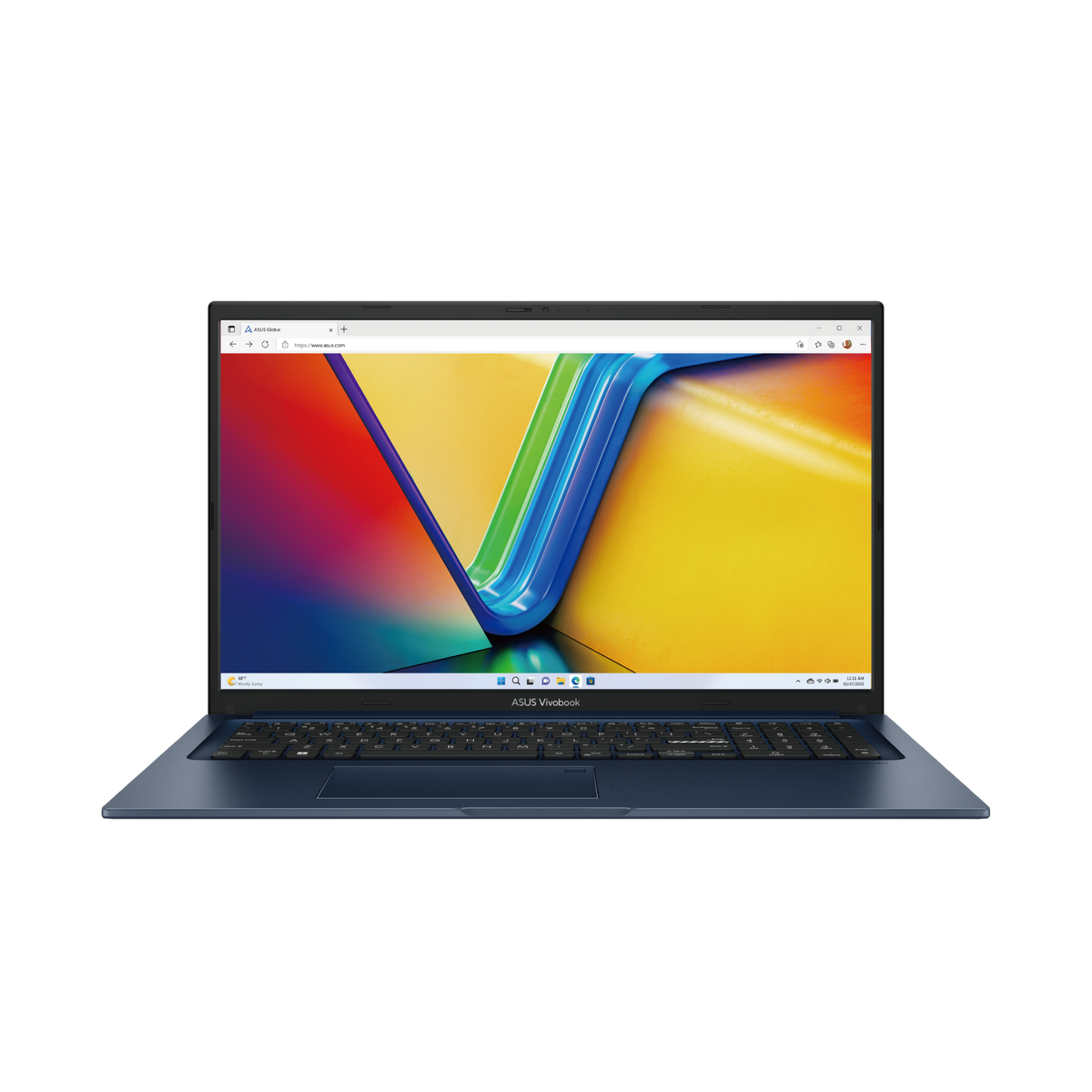 ASUS VivoBook X1704V bleu foncé — vue de face, visuel constructeur