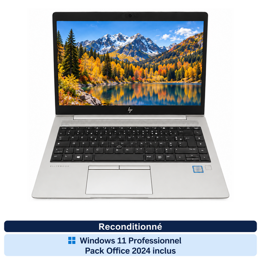 HP EliteBook 840 G6 – i5 8/256 Windows 11  (Reconditionné) — vue 1 — Windows 11 Professionnel et Pack Office 2024