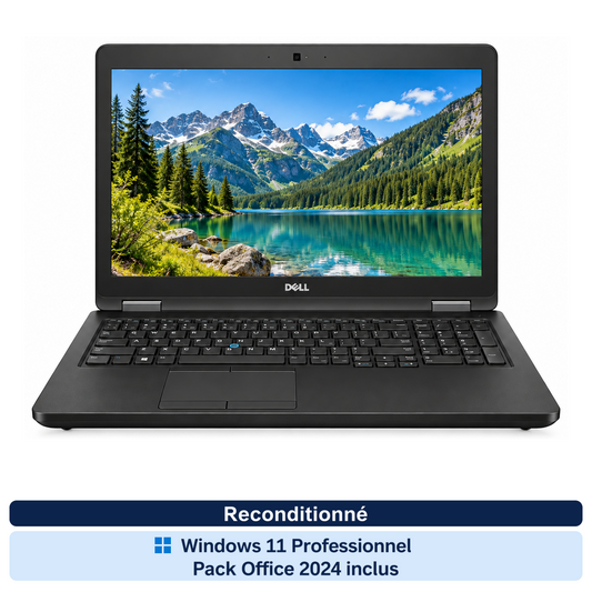 Dell Latitude 5580 – i5-7300U, 8 Go RAM, SSD 256 Go (Reconditionné) — vue 1 — Windows 11 Professionnel et Pack Office 2024