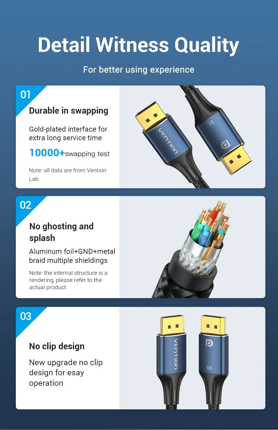 Câble DisplayPort VENTION – DP 1.4 8K ou DP 1.2 4K – 1,5 m - Câbles & accessoires PC | DR CLICK Informatique