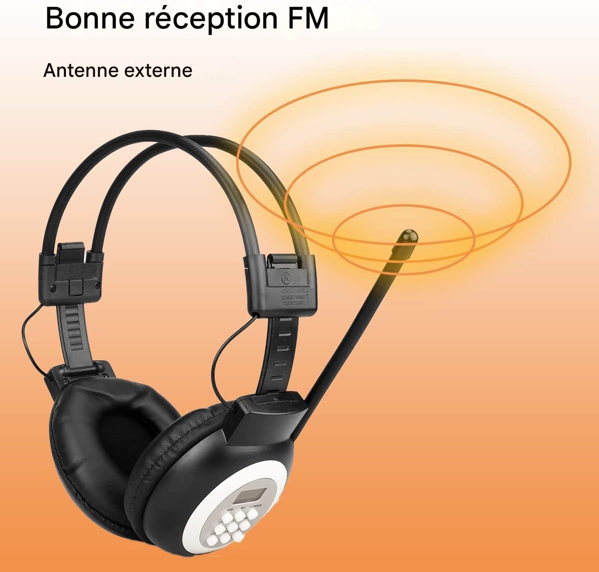 Casque FM Retekess avec boutons de commande et volume