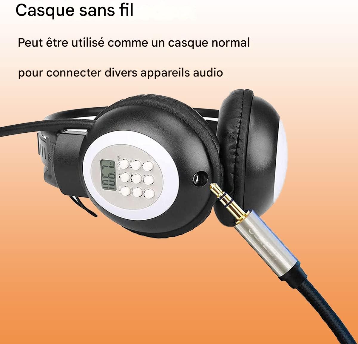 Casque radio FM sans fil Retekess noir pliable