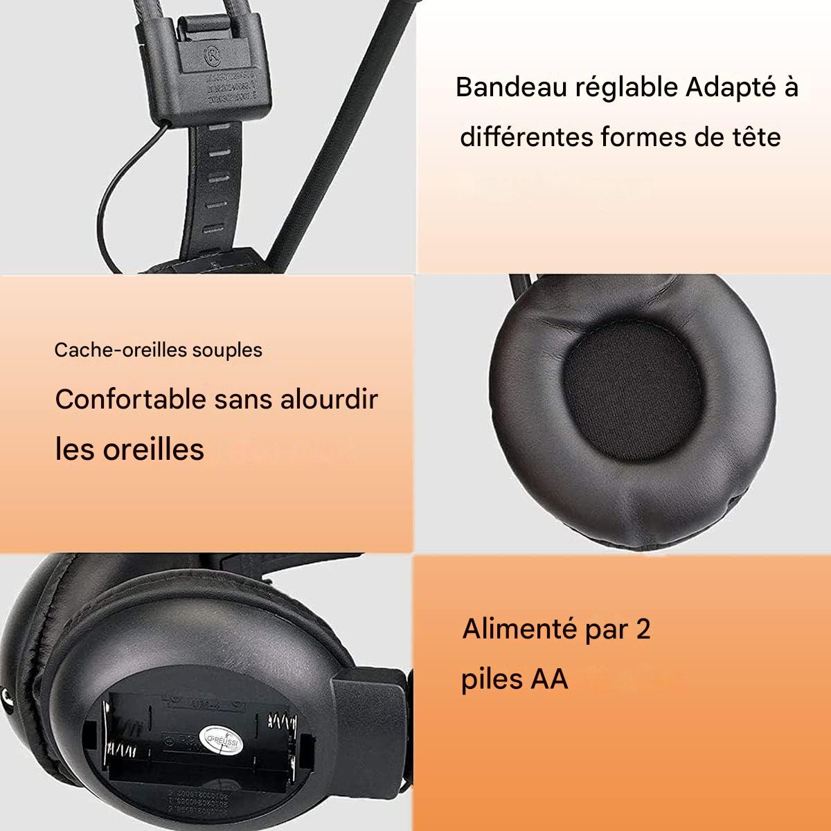 Casque radio FM sans fil Retekess noir pliable