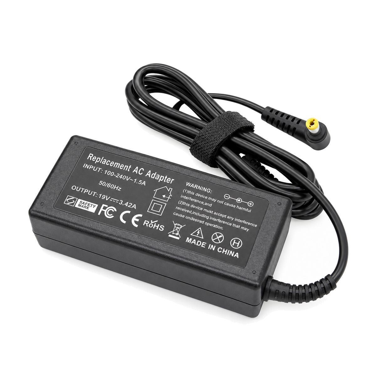 Chargeur compatible Acer Aspire — 65 W — 5,5 × 1,7 mm sur fond blanc