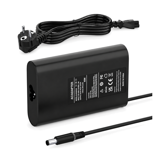 Chargeur compatible Dell — 65 W — 7,4 × 5 mm sur fond blanc