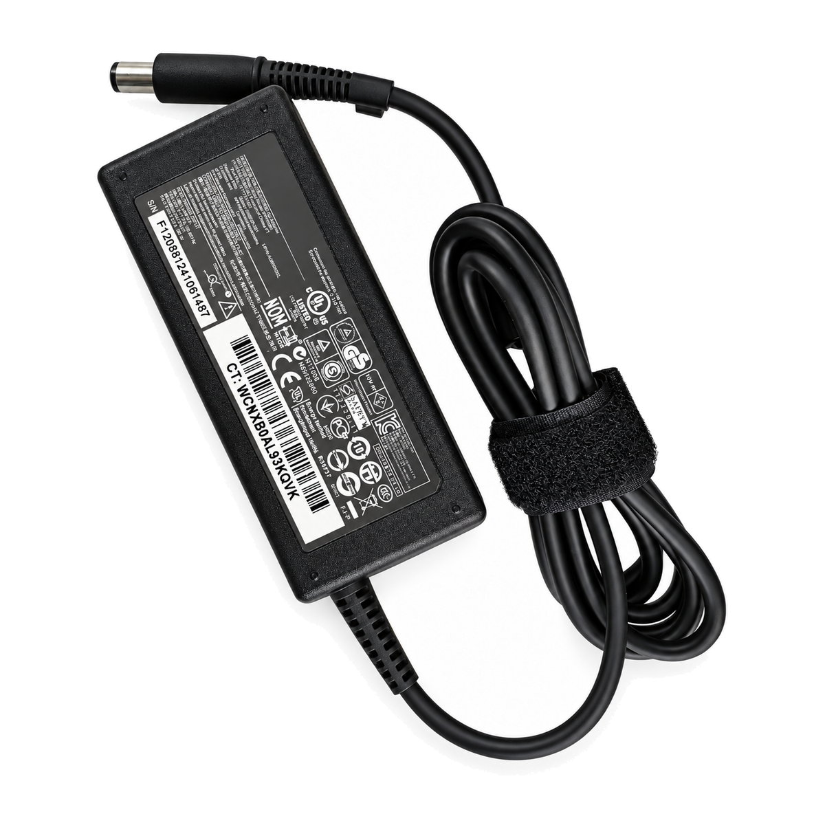 Chargeur HP PPP009C — 65 W — 7,4 × 5 mm sur fond blanc