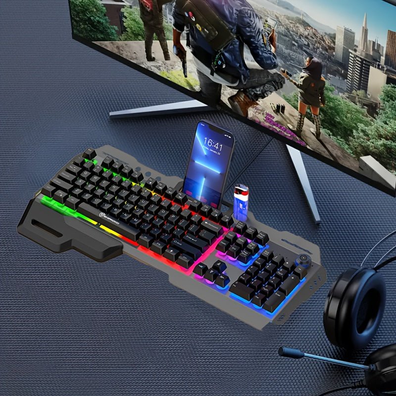 Clavier Gaming USB Filaire QWERTY Rétroéclairé Arc - en - Ciel avec Molette Volume (Neuf) - Clavier & souris | DR CLICK Informatique