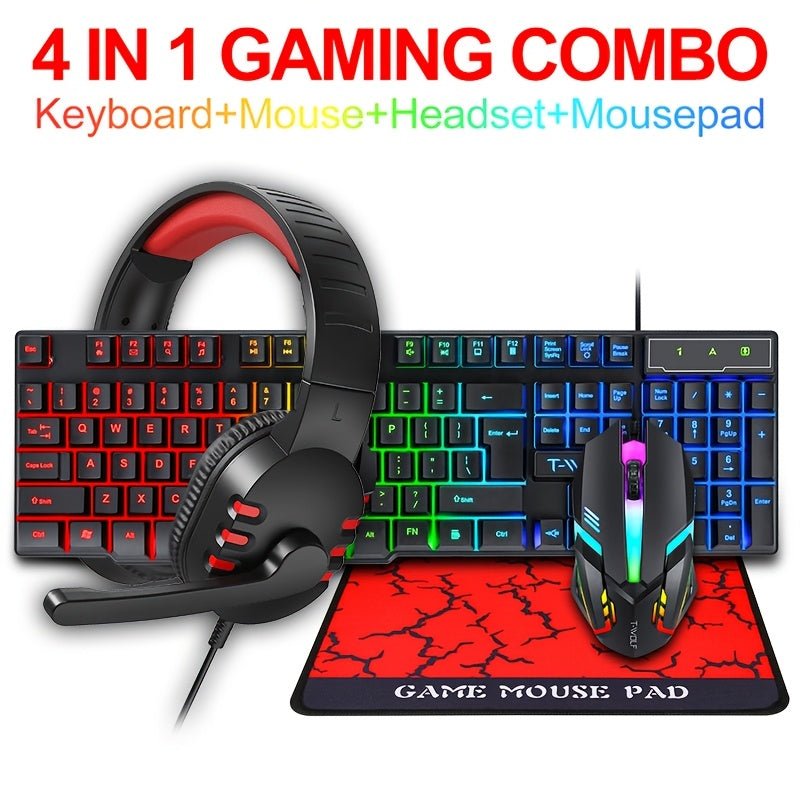 Combo Gaming T - WOLF TF800 Clavier QWERTY RGB Souris Casque Tapis (Neuf) - Clavier & souris | DR CLICK Informatique