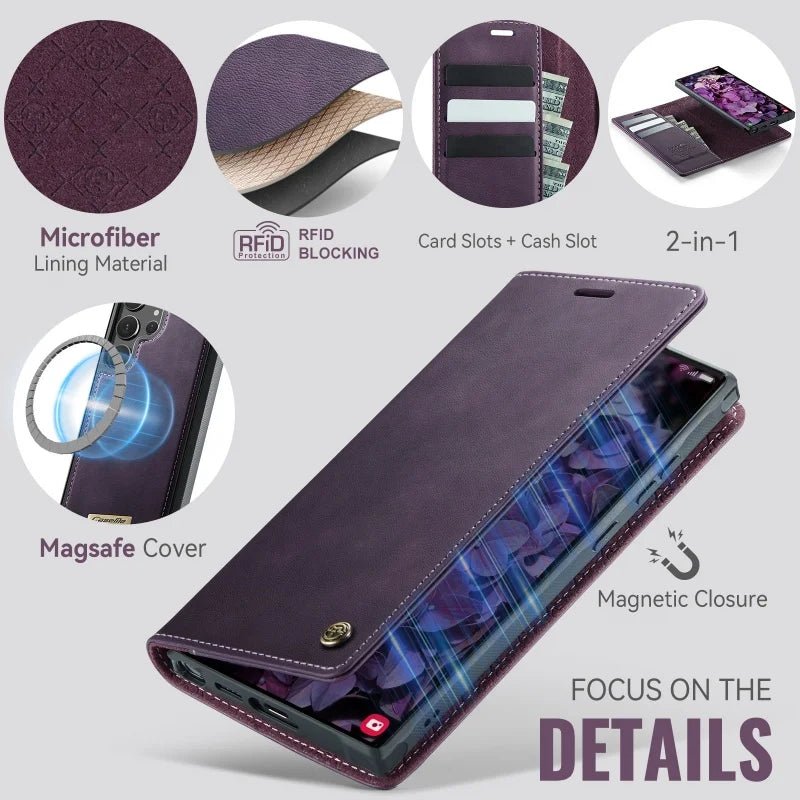 Coque CaseMe Samsung S21 S22 S23 S24 S25 Portefeuille Magnétique Cuir PU - Coques & Étuis de protection | DR CLICK Informatique