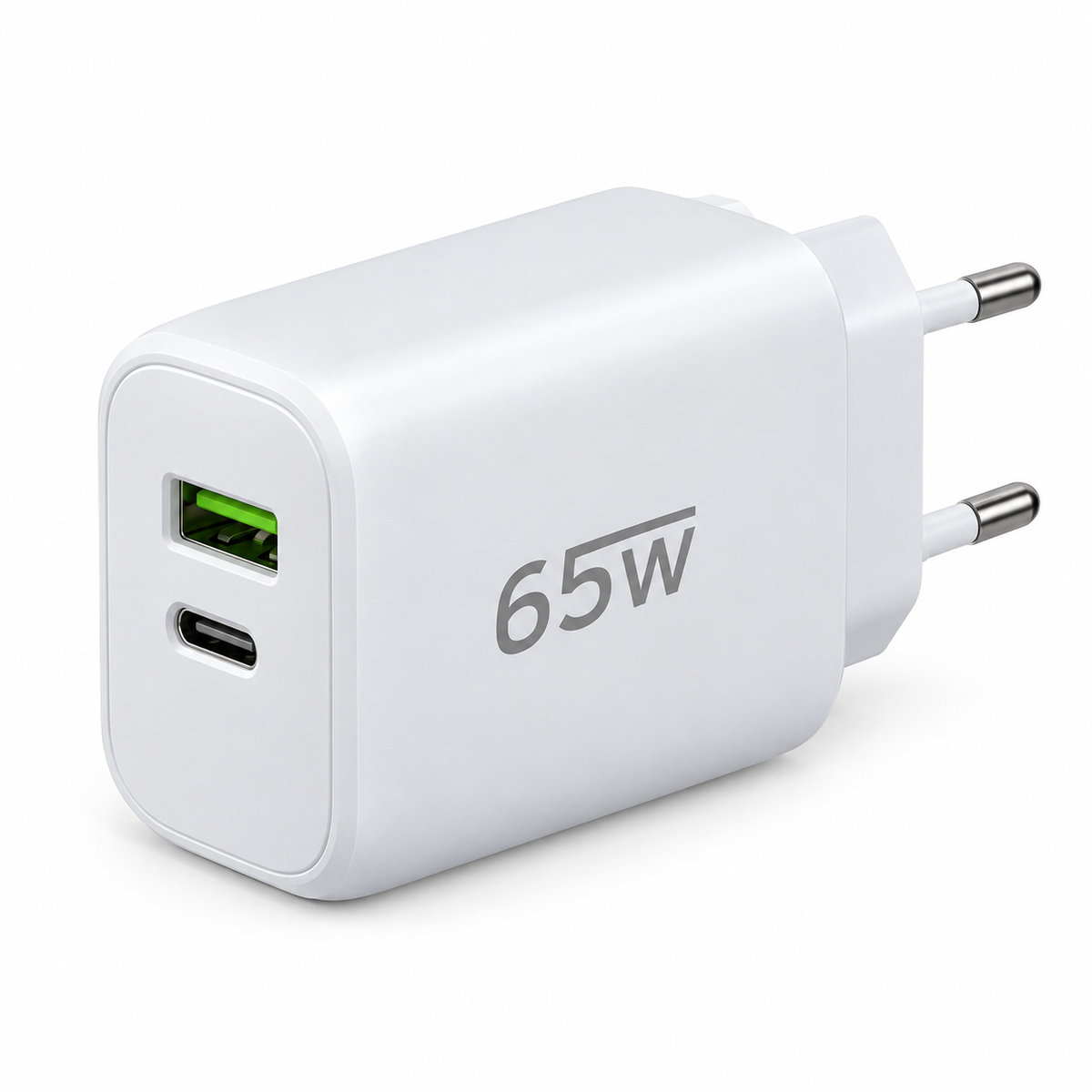 Chargeur secteur USB blanc — USB-A et USB-C