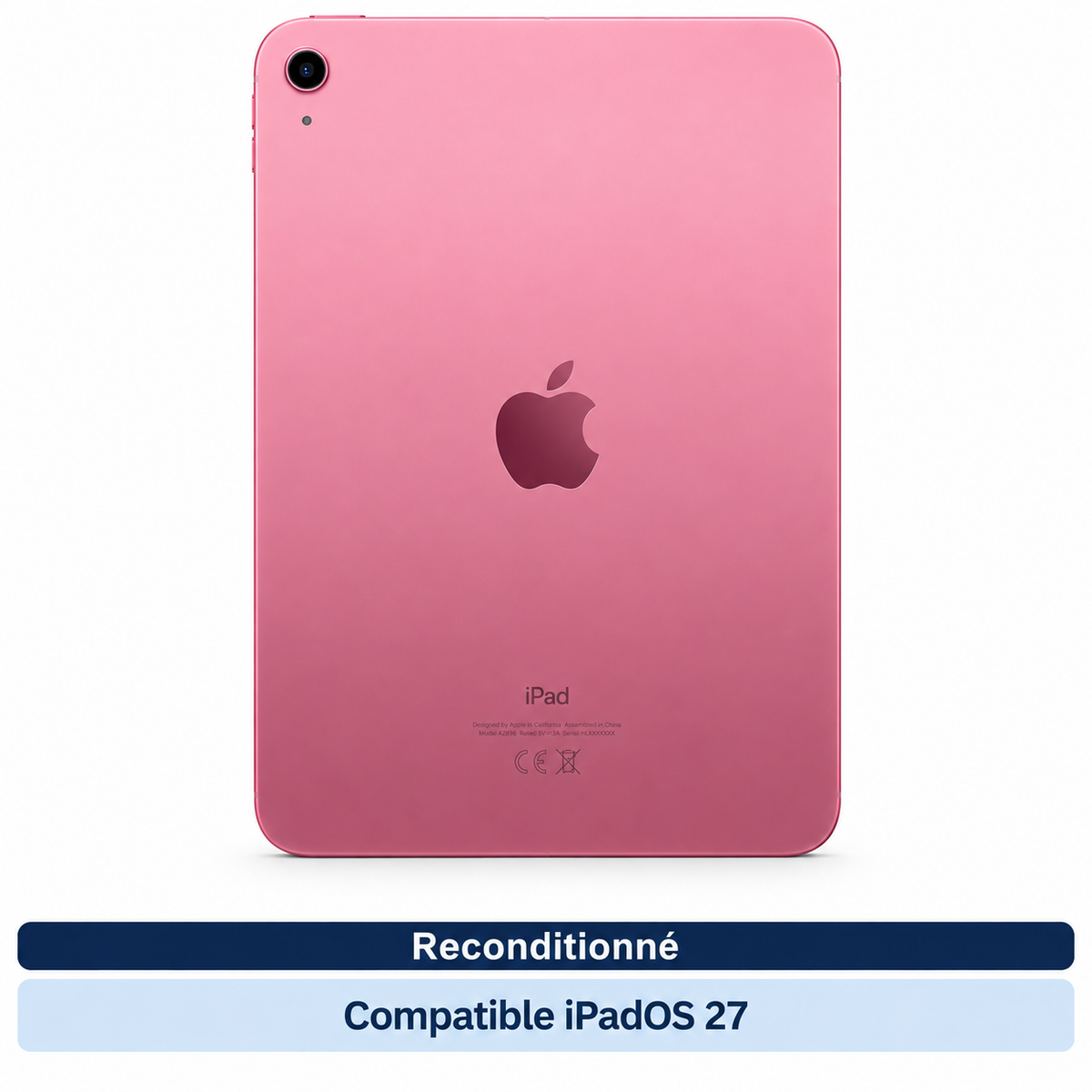 Apple iPad 10 (2022) – 10,9 pouces, 64 Go WiFi, rose (Reconditionné) — vue 2, compatible iPadOS 27