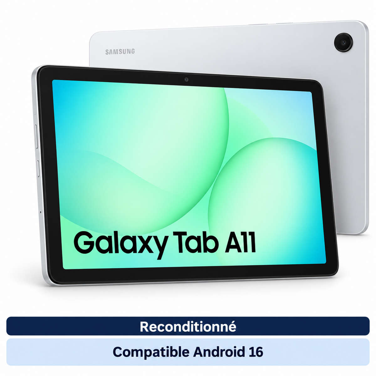 Samsung Galaxy Tab A11 (2025) – 8,7 pouces, 64 Go WiFi + 4G, argent (Reconditionné) — vue 3, compatible Android 16