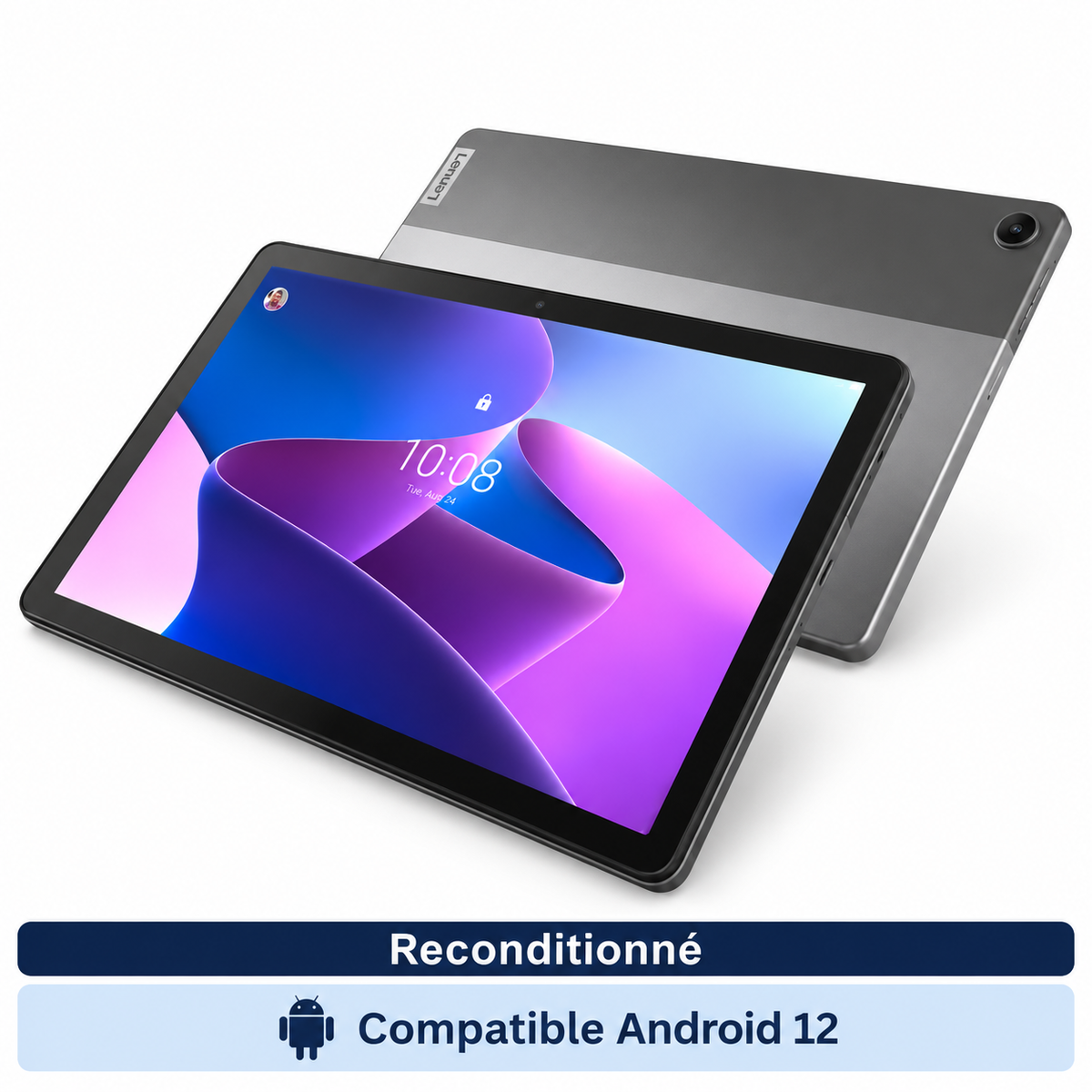 Lenovo Tab M10 Gen 3 (2022) – 10,1 pouces, 64 Go WiFi, gris (Reconditionné) — vue 1, compatible Android 12