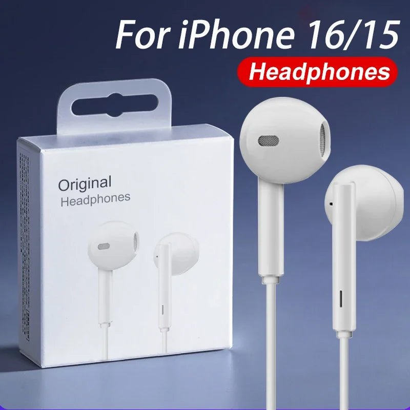 Écouteurs filaires pour iPhone – USB - C (15/16) ou Lightning (8–14) - Casque & micro | DR CLICK Informatique