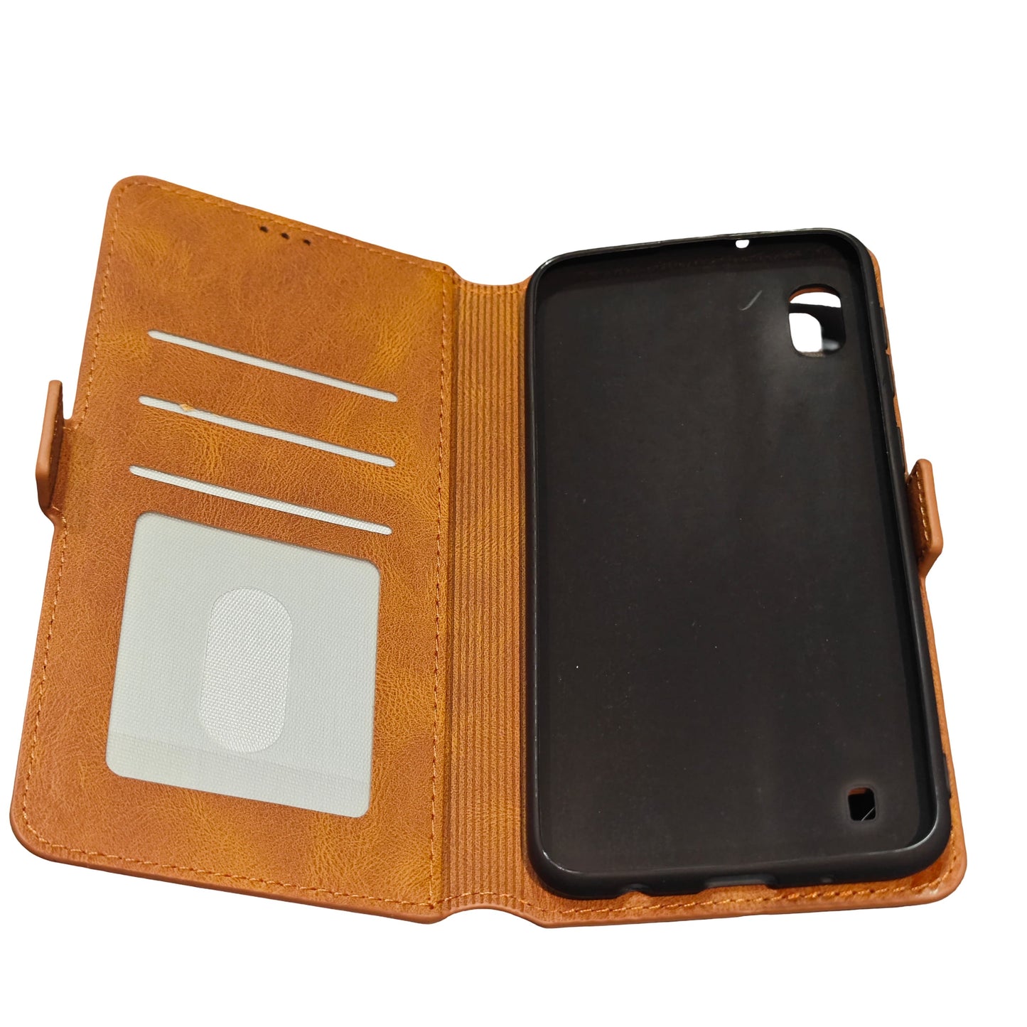 Étui Portefeuille Samsung Galaxy A10 – Coque Rabattable Simili Cuir Marron - Coques & Étuis de protection | DR CLICK Informatique