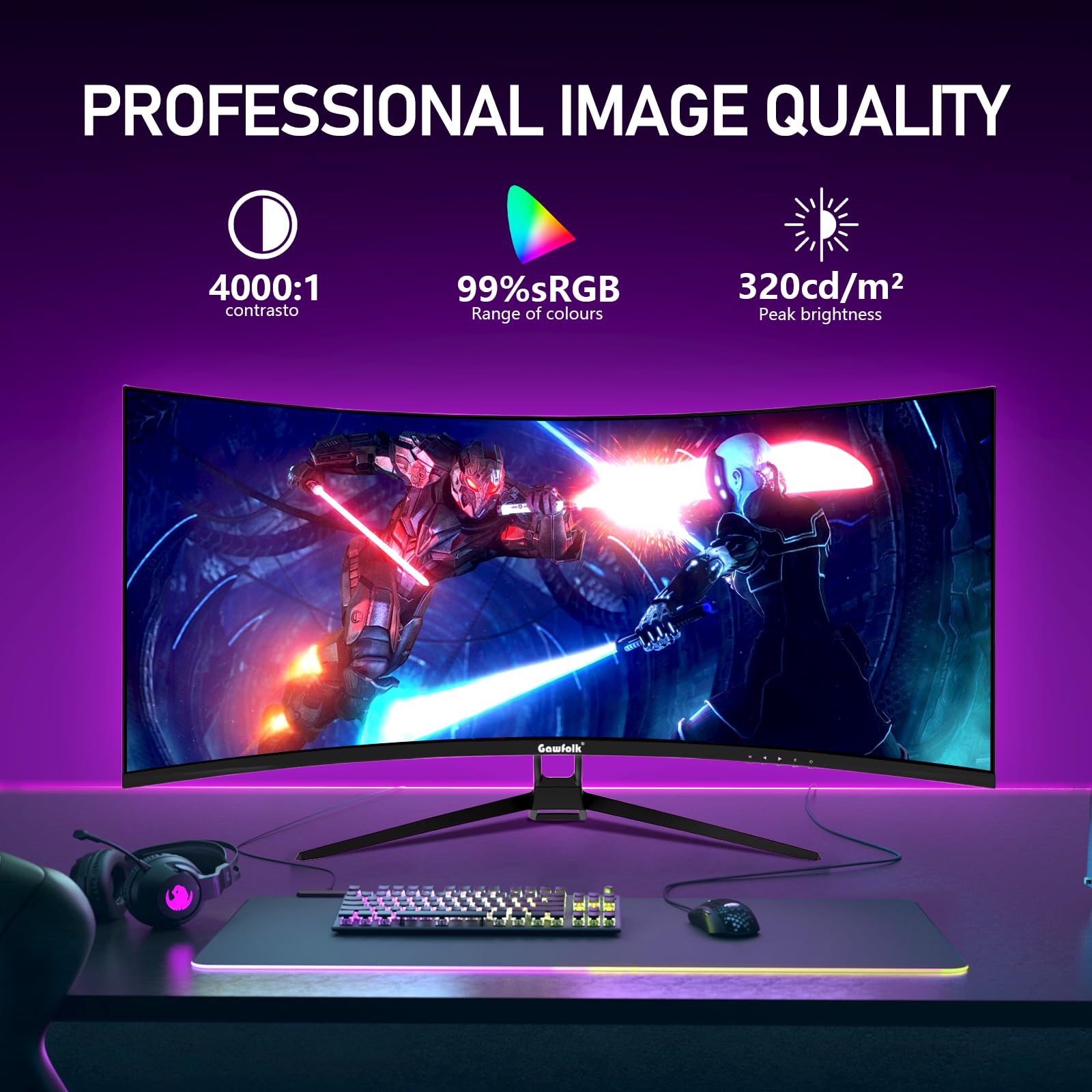 Gawfolk Curved Monitor 32 Pouces 75Hz, 1500R Gaming PC Screen QHD (2560 x 1440p) - Ecran ordinateur | DR CLICK Informatique