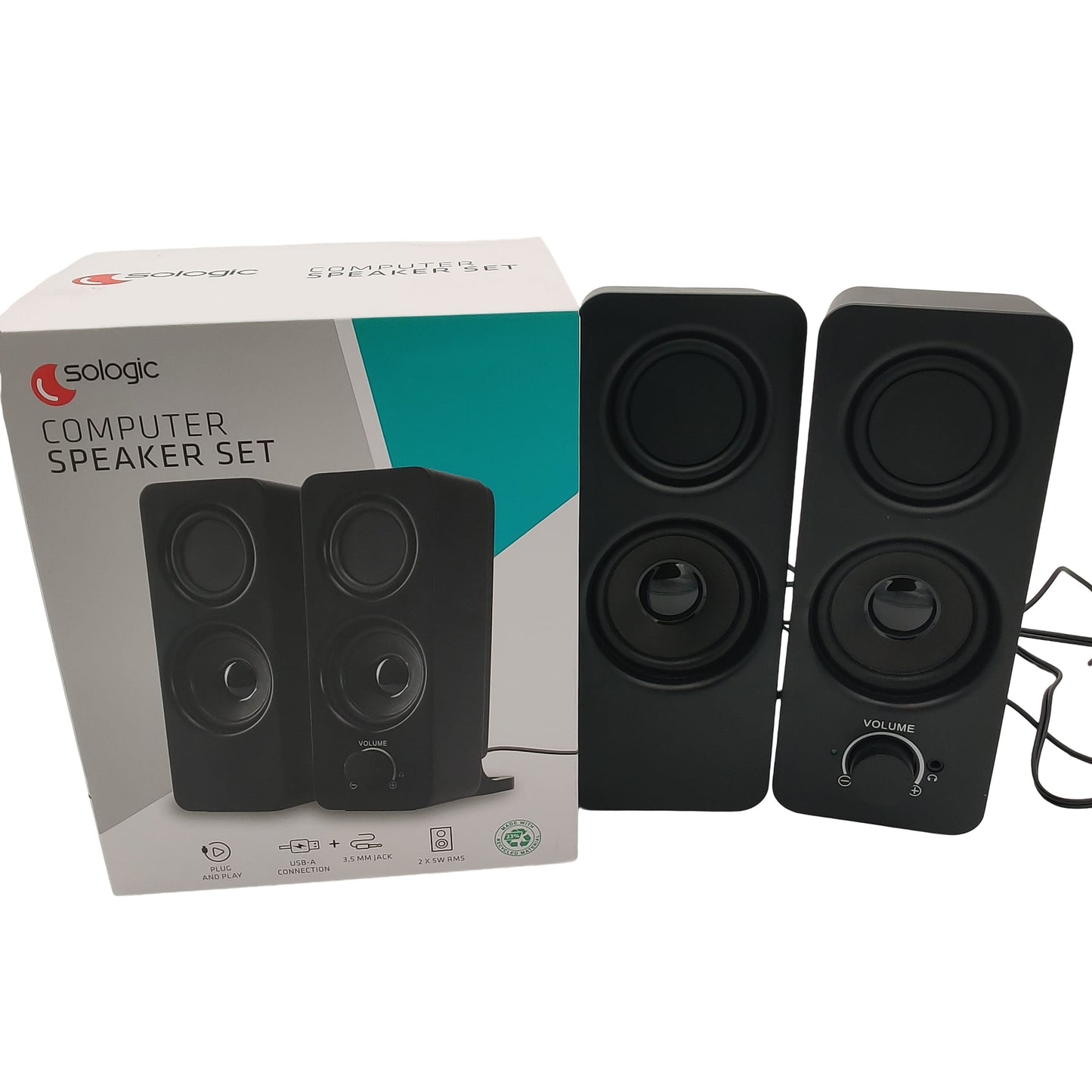 Enceintes PC Sologic – 2.0, USB, 2 x 5W RMS