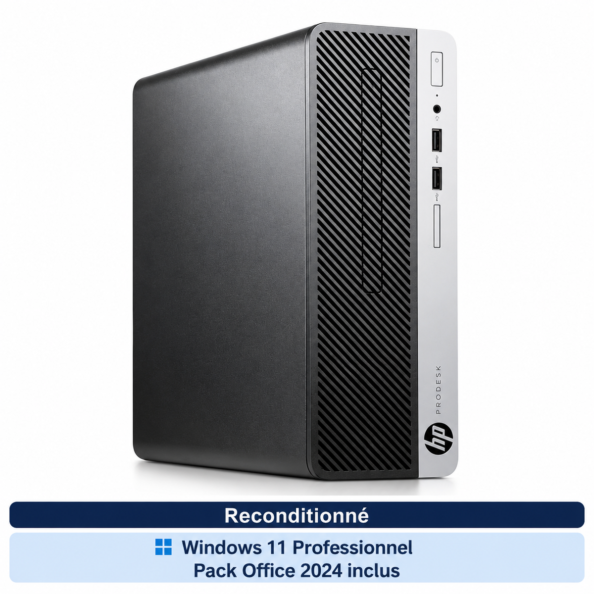 HP ProDesk 400 G4 SFF reconditionné — vue 2 — Windows 11 Professionnel et Pack Office 2024