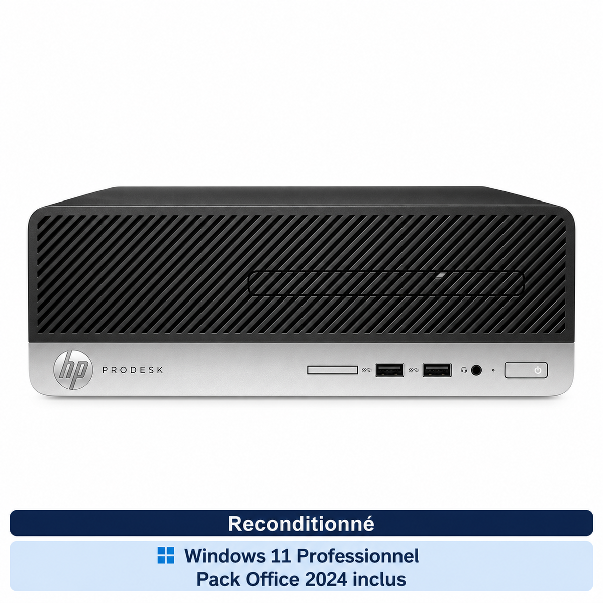 HP ProDesk 400 G4 SFF reconditionné — vue 3 — Windows 11 Professionnel et Pack Office 2024
