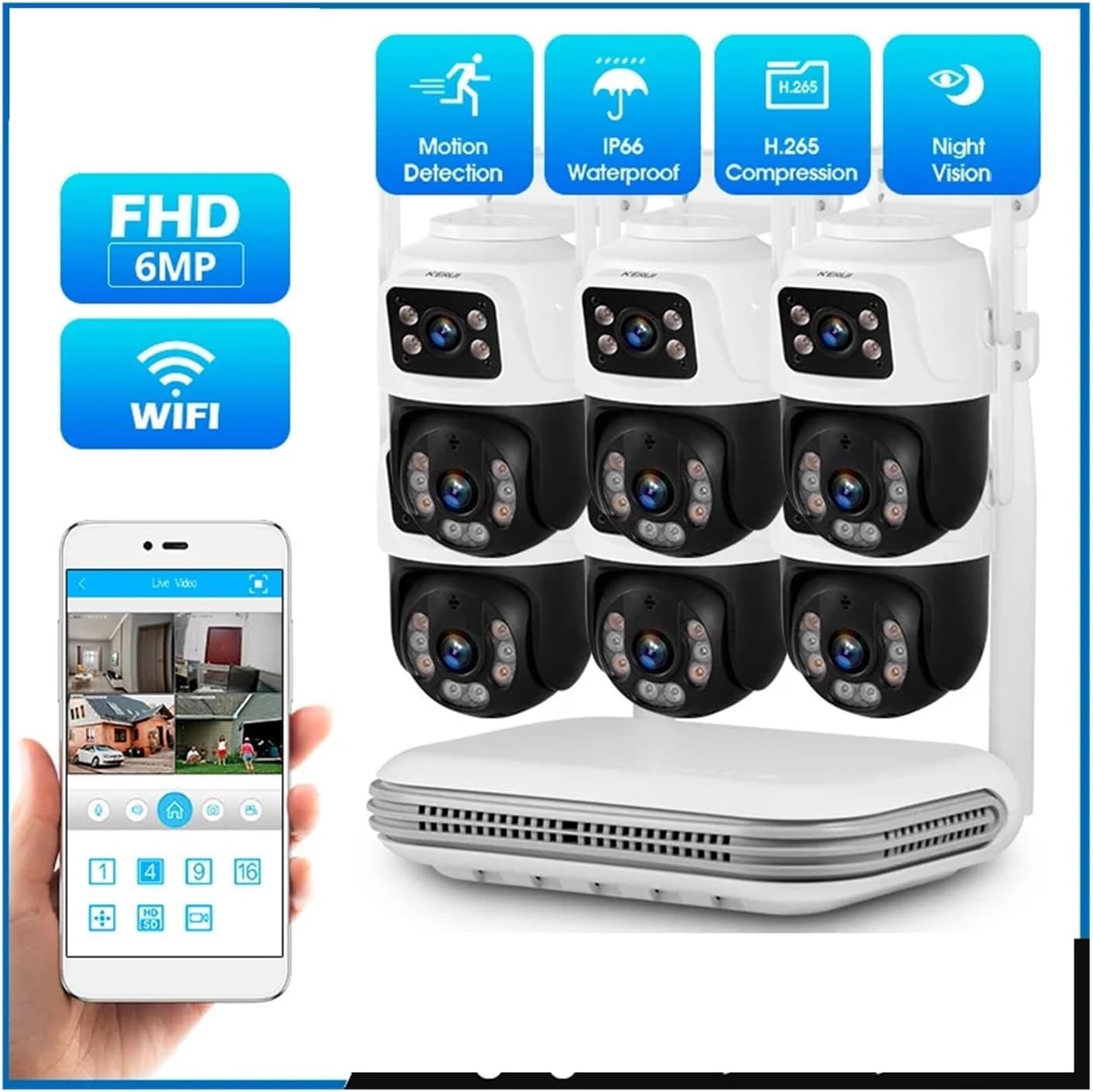 Kit Caméra de Surveillance WiFi PTZ 6MP – Double Objectif, NVR 8 Canaux, H.265 - Caméra IP | DR CLICK Informatique