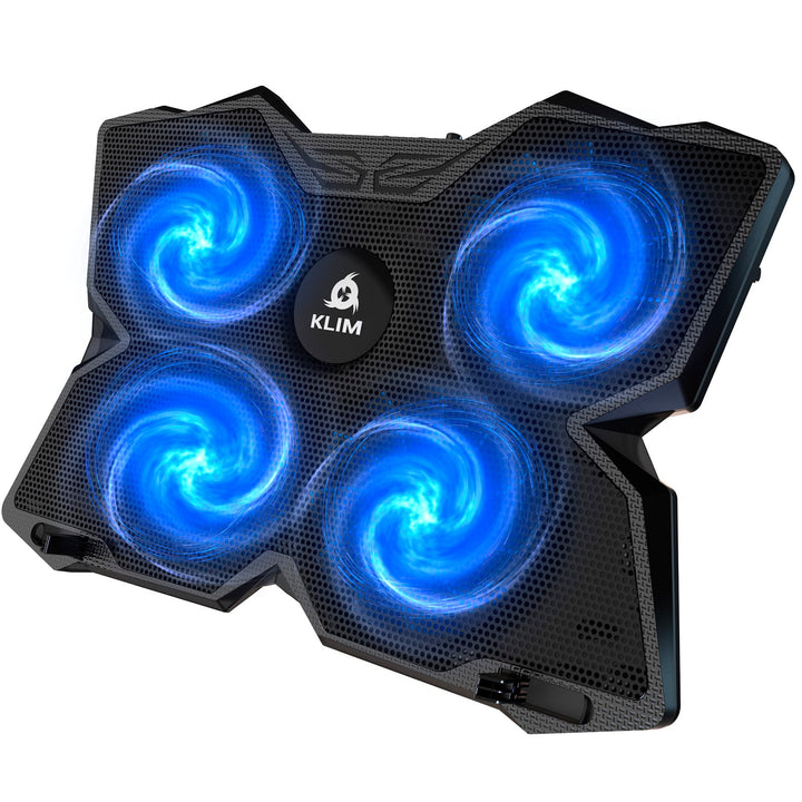 KLIM Wind — Support gaming 4 ventilateurs, noir et cyan