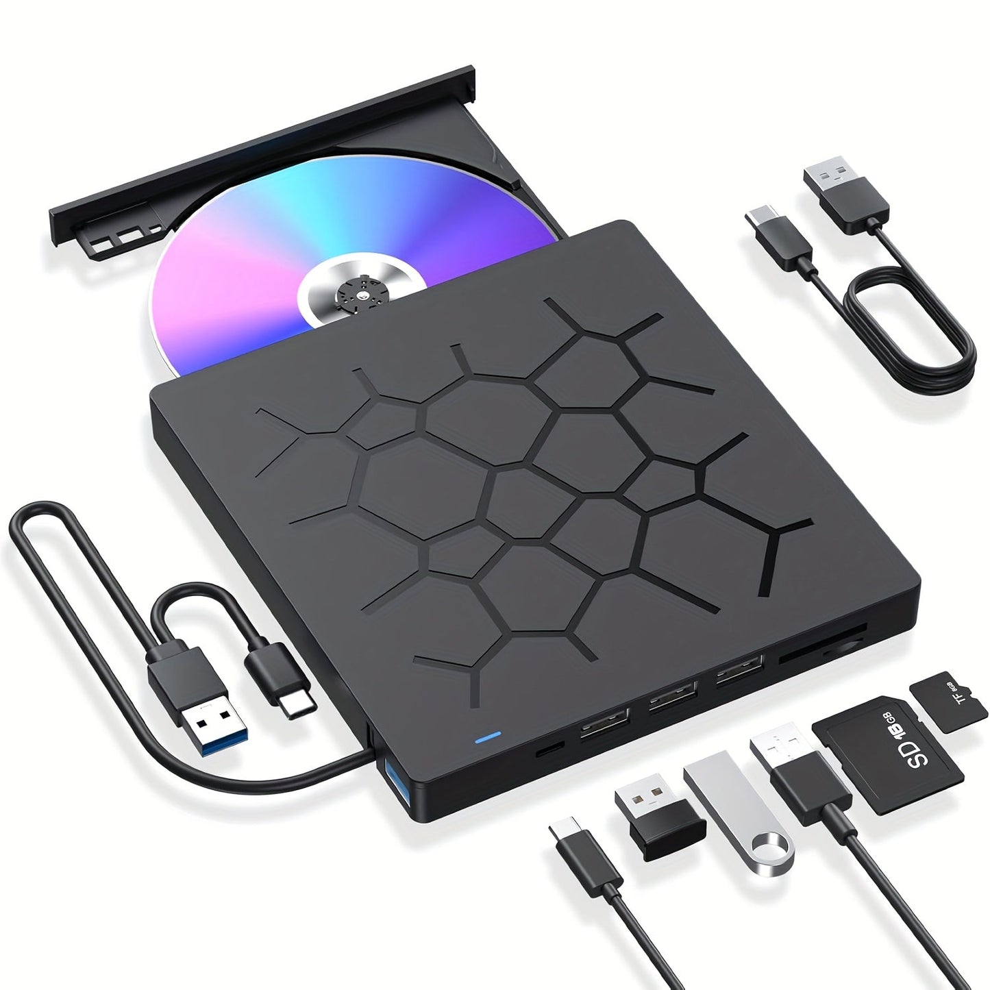 Lecteur CD/DVD externe 8 - en - 1 avec double interface USB 3.0 - Type - C - Lecteurs et accessoires multimédia | DR CLICK Informatique