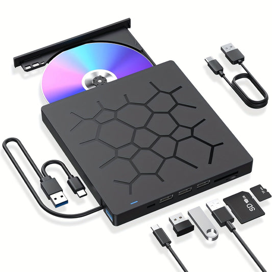 Lecteur CD/DVD externe 8 - en - 1 avec double interface USB 3.0 - Type - C - Lecteurs et accessoires multimédia | DR CLICK Informatique