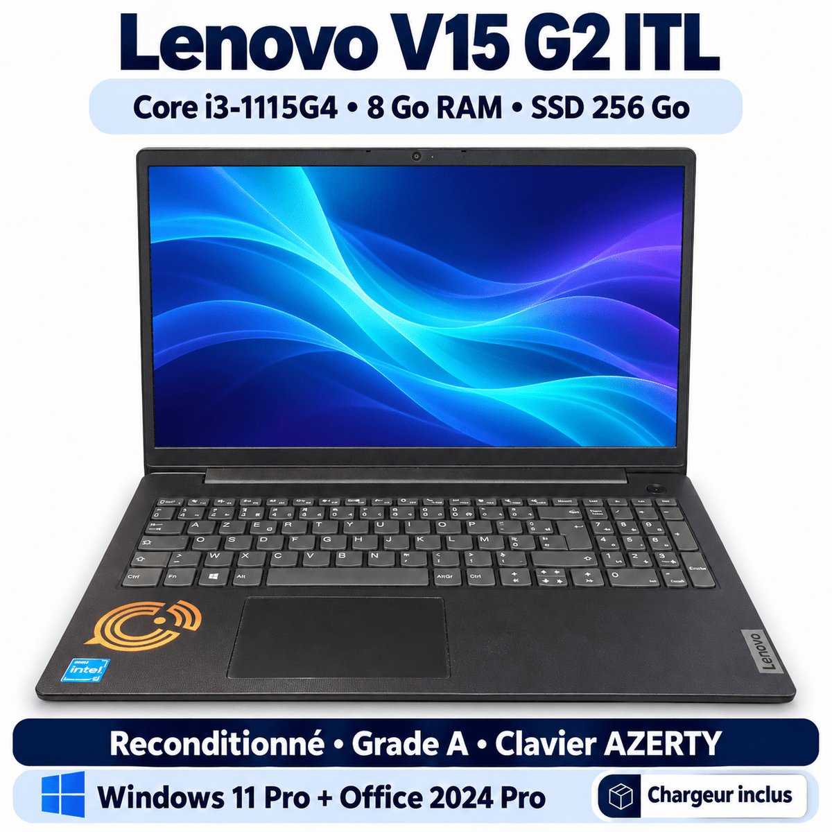 Lenovo V15 G2 ITL 15,6" Full HD – Core i3-1115G4, 8 Go, SSD 256 Go – Reconditionné Grade A - PC portable reconditionné | DR CLICK Informatique