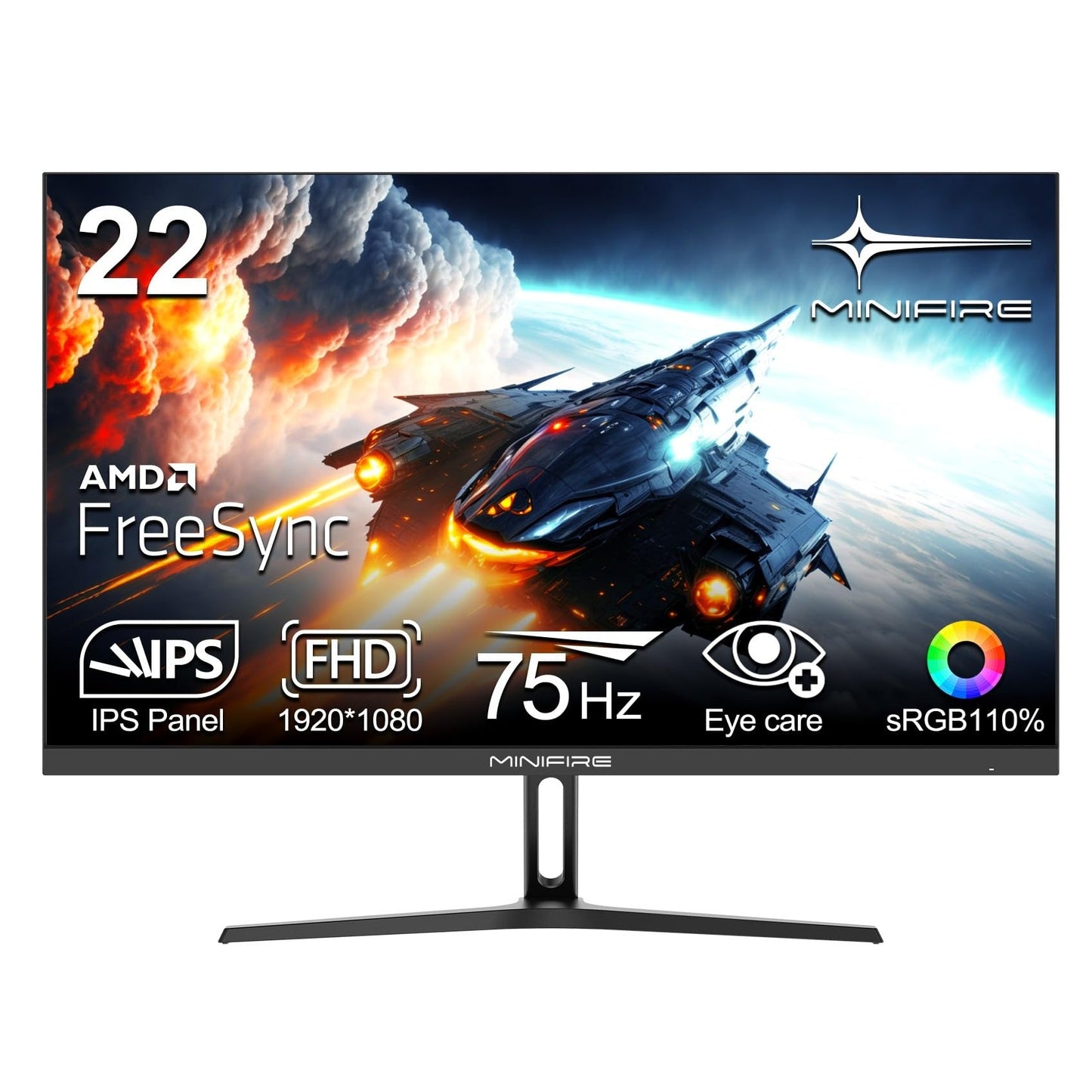 Minifire Écran PC Gaming 22 Pouces FHD (1920 x 1080), IPS, 75Hz, VGA et HDMI (Neuf) - Ecran ordinateur | DR CLICK Informatique