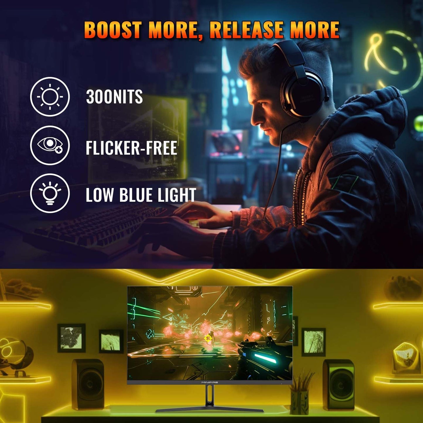 Minifire Moniteur PC 24 Pouces 100Hz, IPS, Ecran PC FHD 1080P, Haut - parleurs intégrés - Ecran ordinateur | DR CLICK Informatique