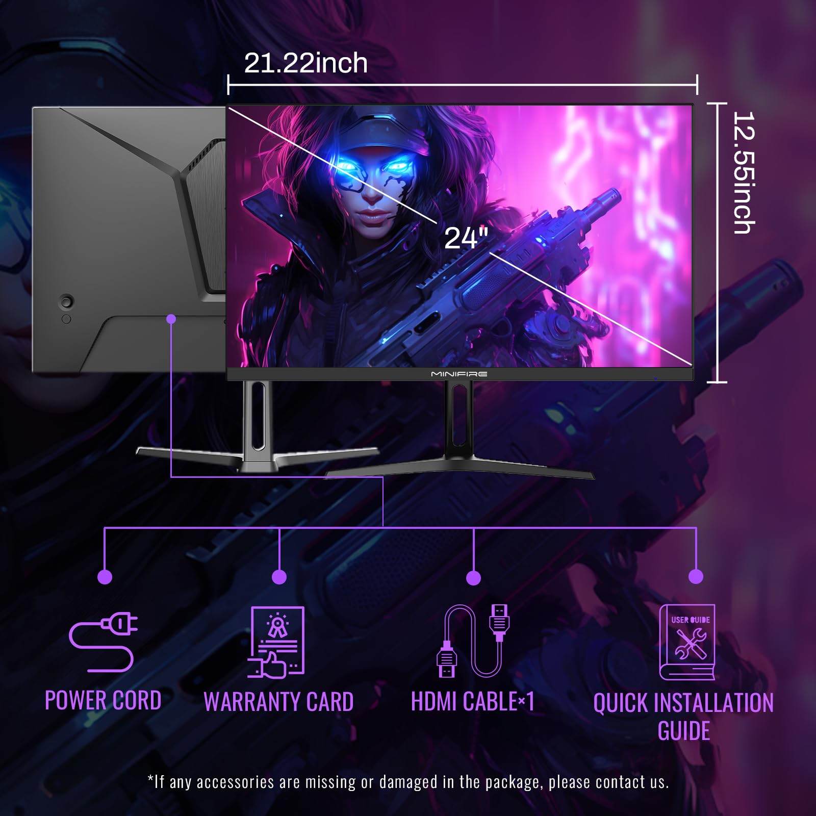 Minifire Moniteur PC 24 Pouces 100Hz, IPS, Ecran PC FHD 1080P, Haut - parleurs intégrés - Ecran ordinateur | DR CLICK Informatique